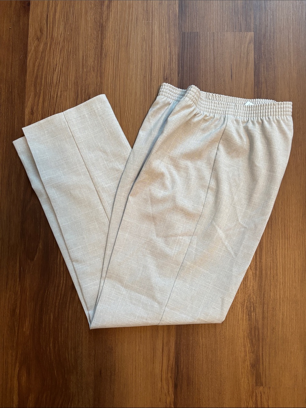 Boys Light Beige Elastic Waist Dress Pants